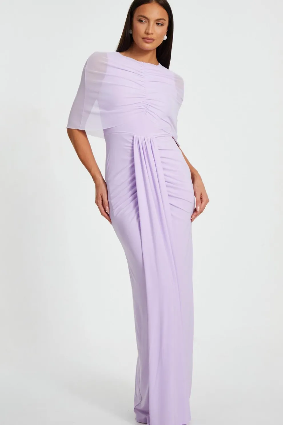 Lilac Draped Maxi Dress