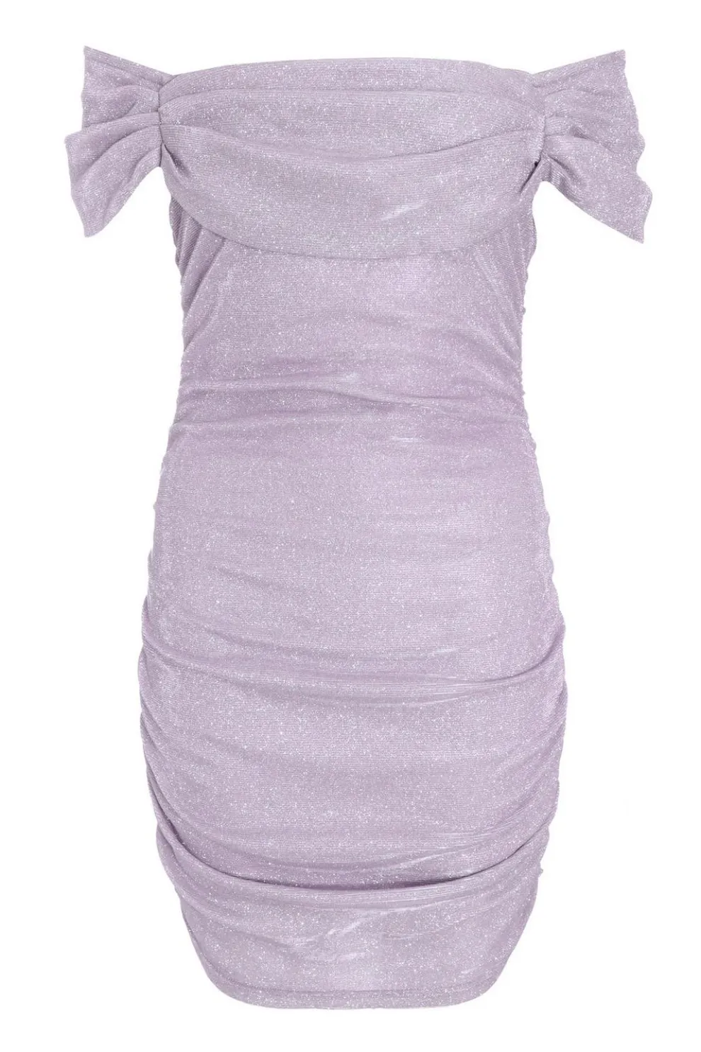 Lilac Glitter Bardot Bodycon Mini Dress