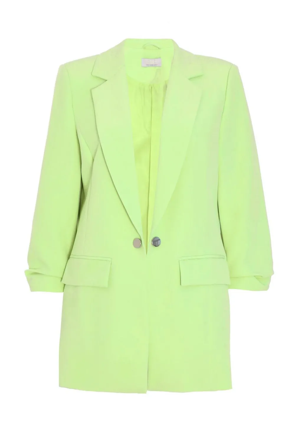 Lime Ruched Sleeve Blazer