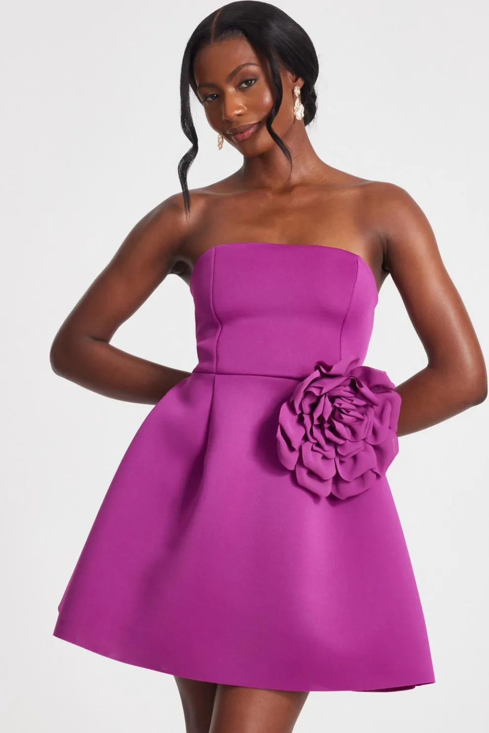 Magenta Strapless Mini Dress