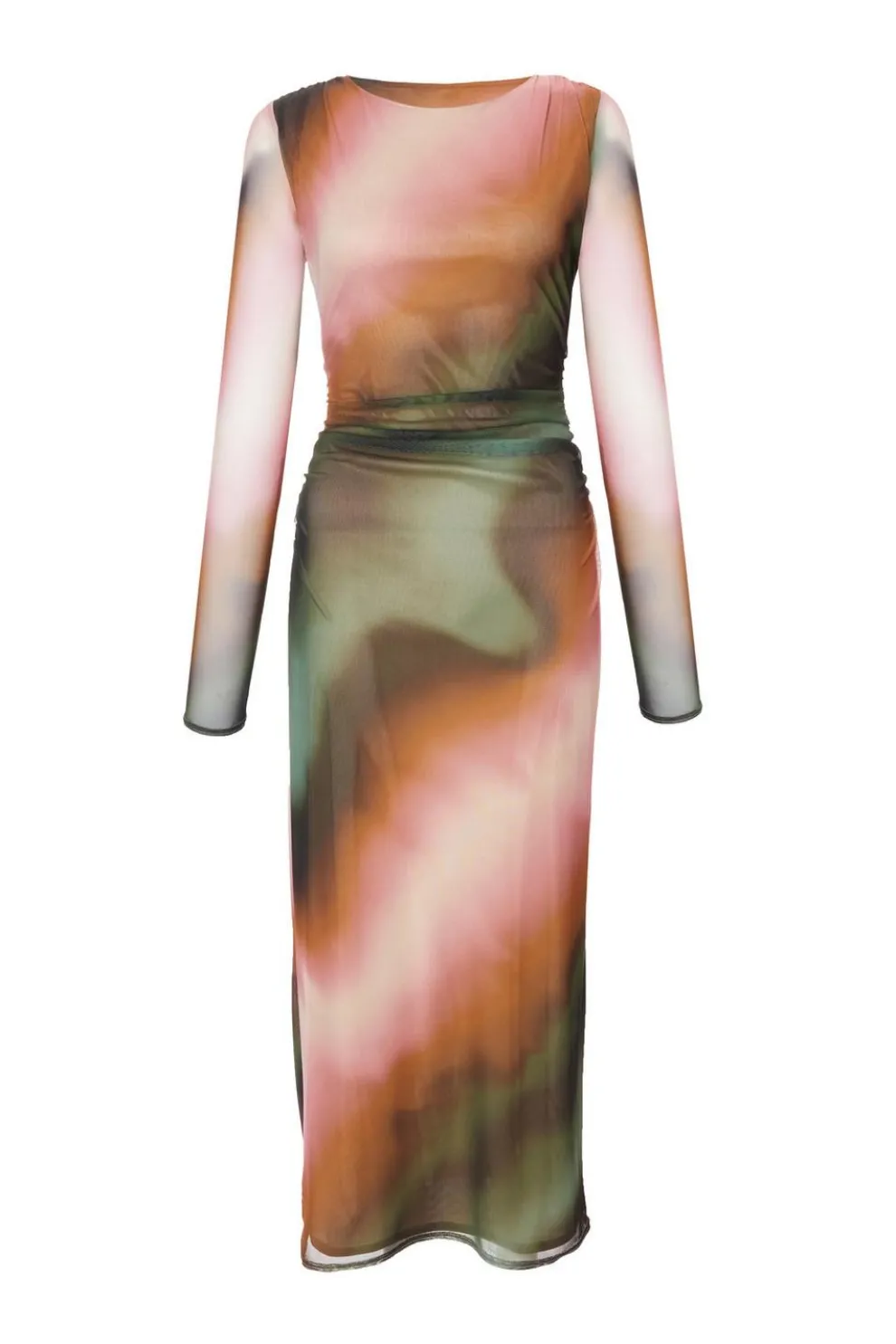 Mesh Marble Print Midaxi Dress