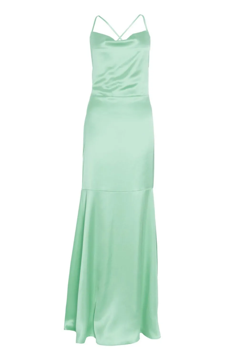 Mint Satin Cross Back Maxi Dress