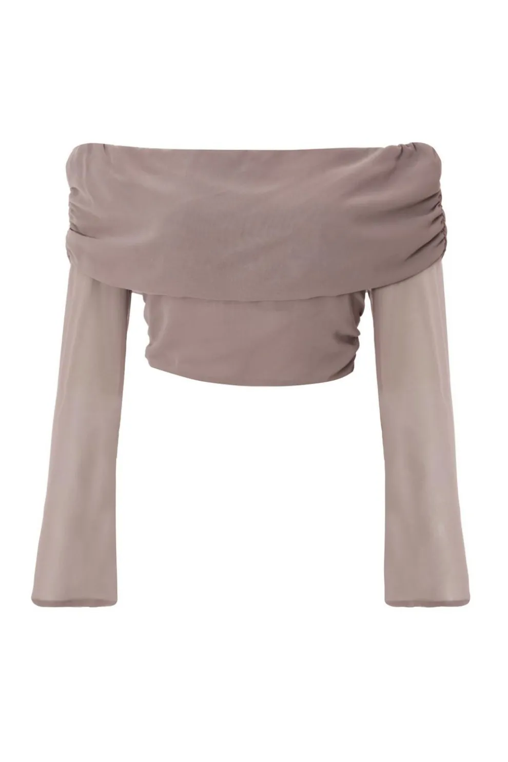 Mocha Chiffon Ruffle Crop Top