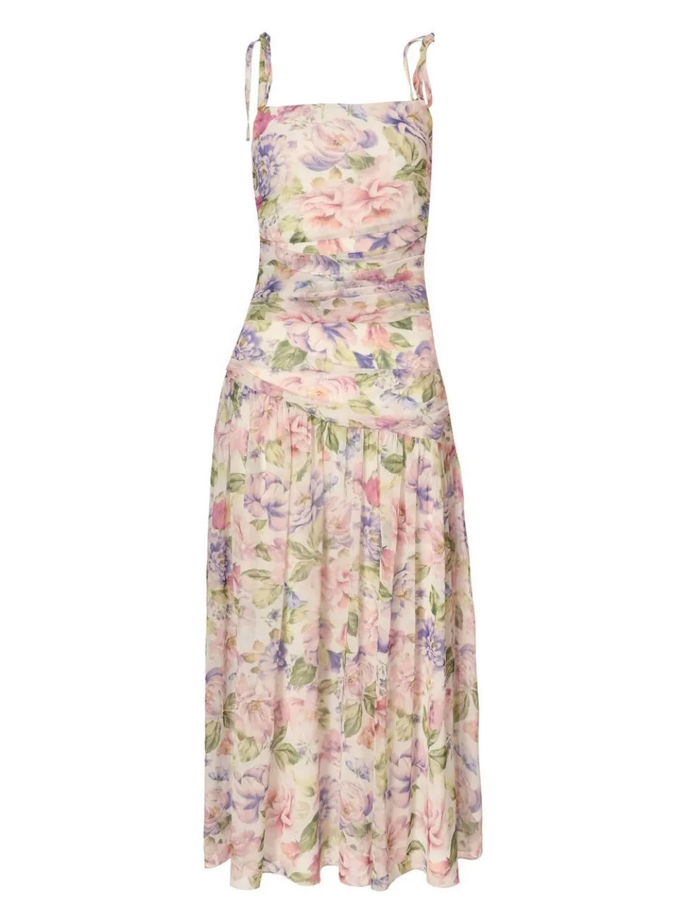 Multi Chiffon Ruched Midaxi Dress