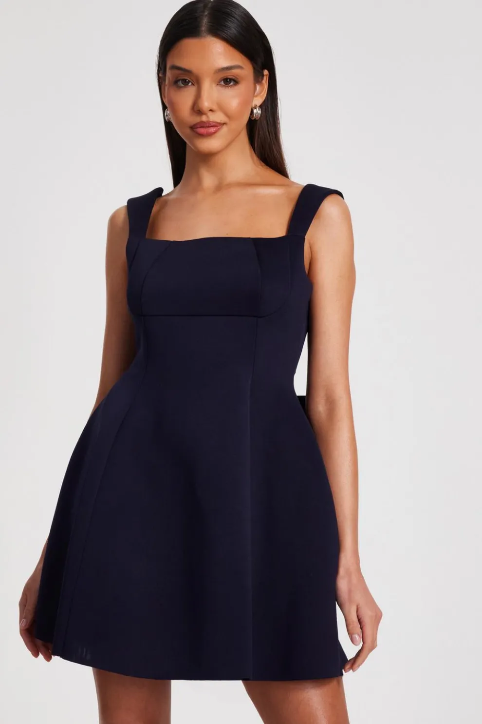 Navy Bow Skater Dress