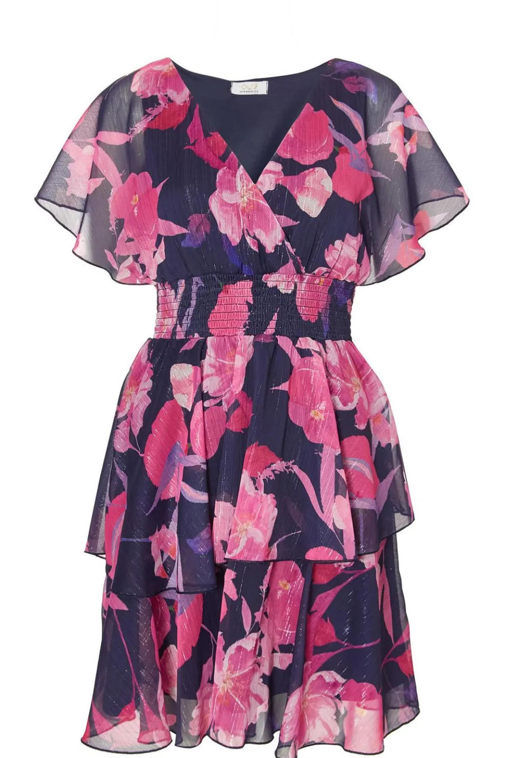 Navy Chiffon Tiered Mini Dress