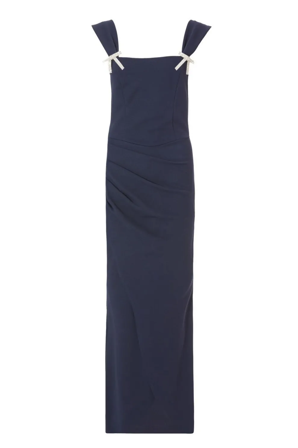 Navy Diamante Bow Maxi Dress