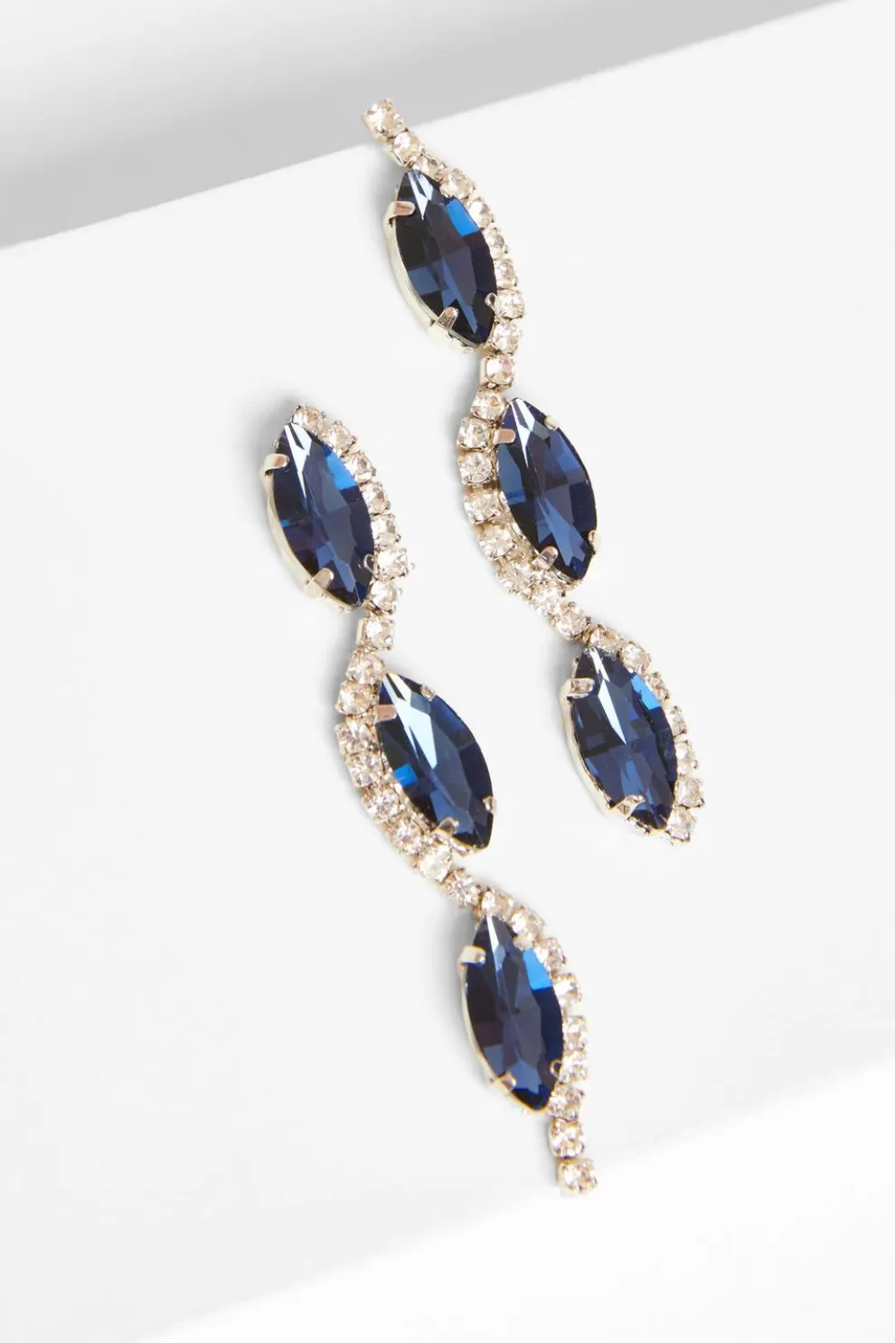 Navy Diamante Swirl Earrings