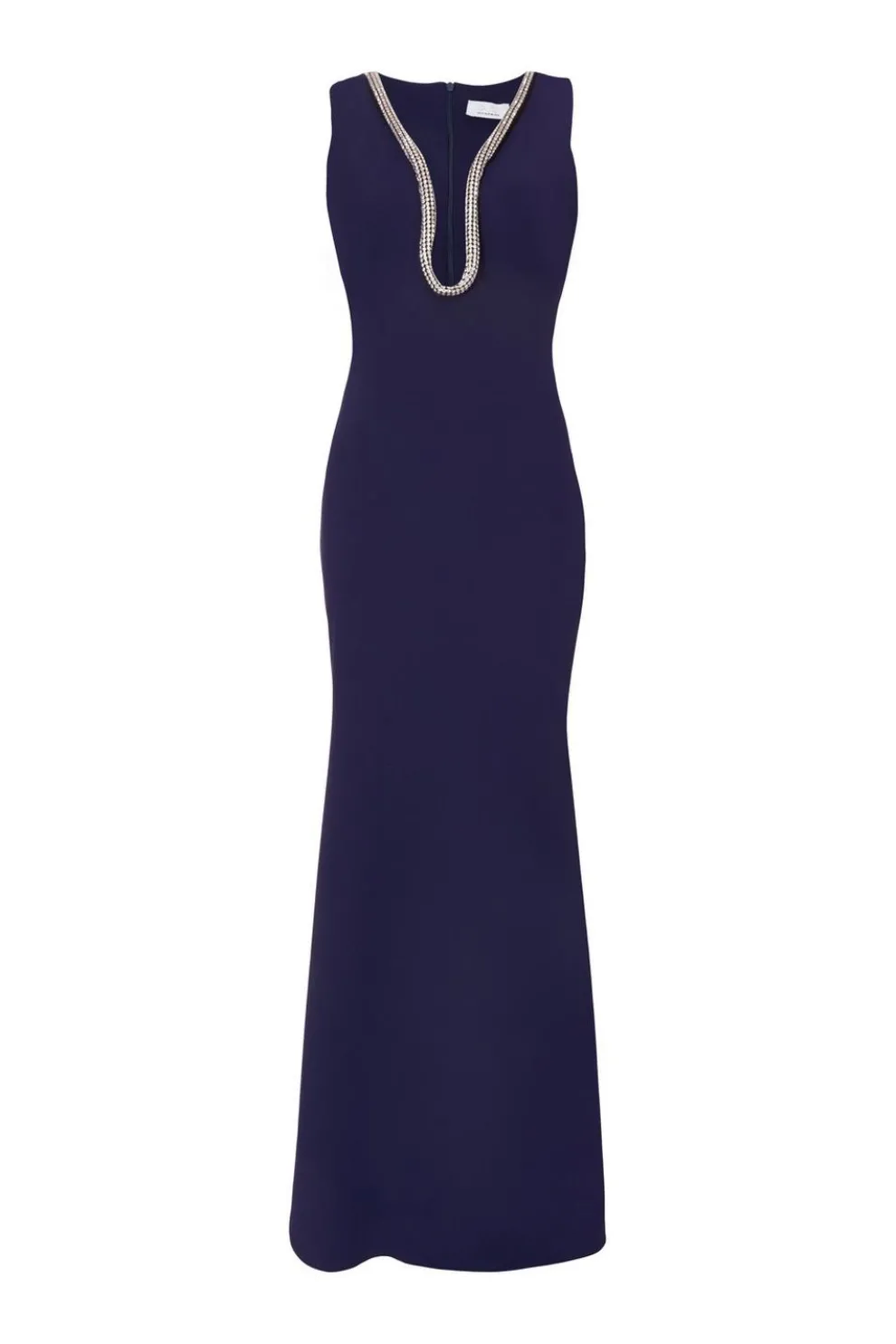 Navy Diamante Trim Maxi Dress