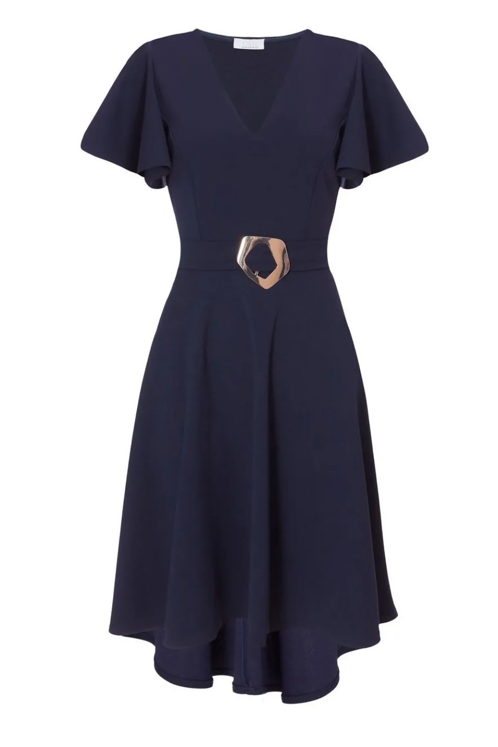 Navy Dip Hem Midi Dress