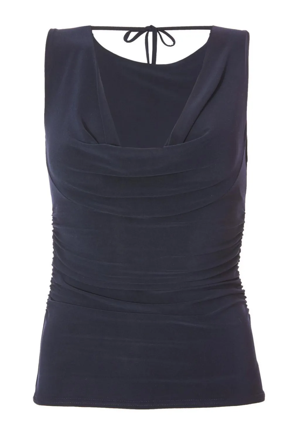 Navy Drape Back Top