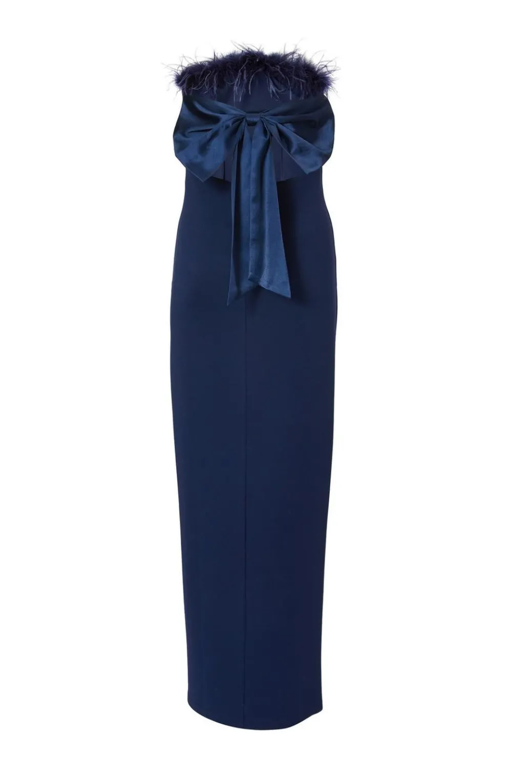 Navy Feather Trim Midaxi Dress
