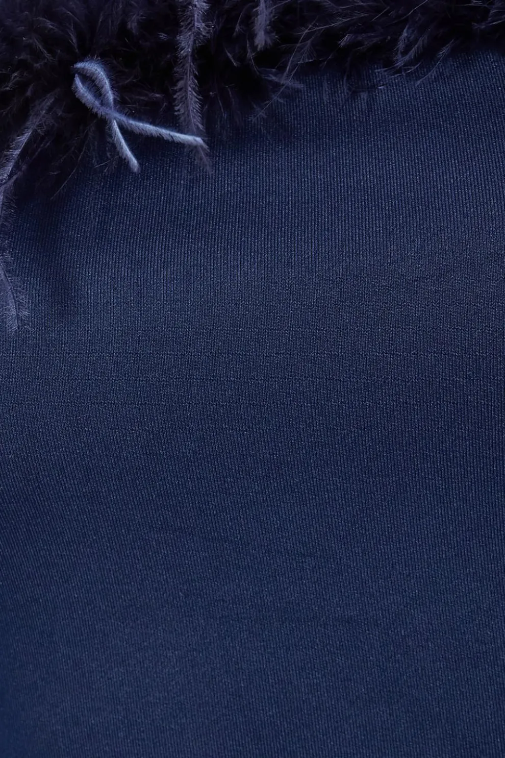 Navy Feather Trim Midaxi Dress