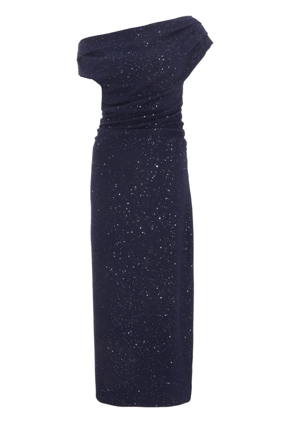 Navy Glitter Asymmetric Midaxi Dress