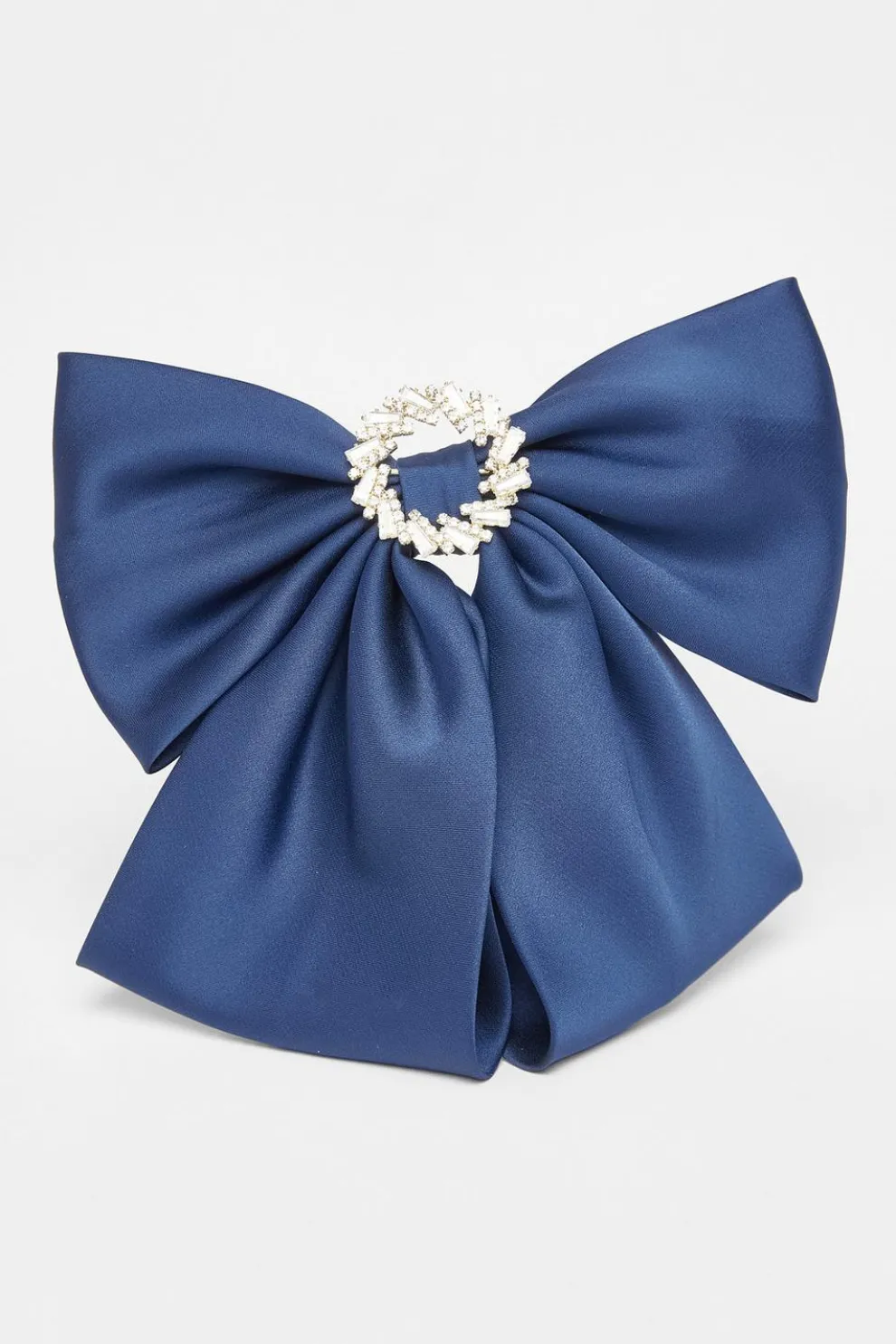 Navy Jewel Brooch Hair Bow