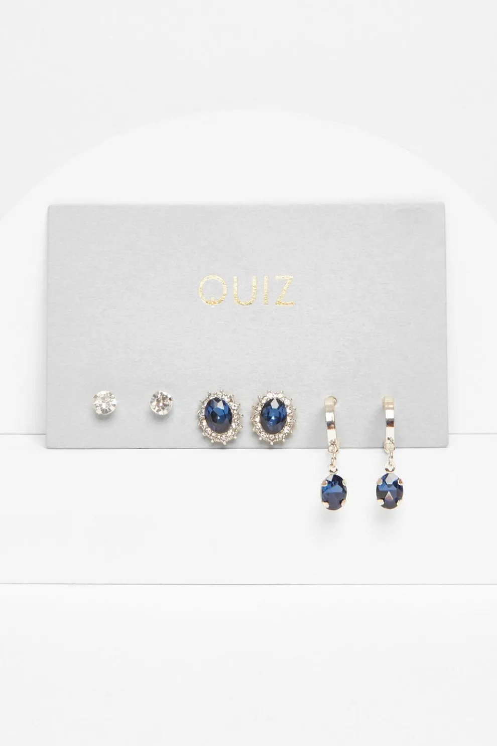 Navy Jewel Earring Set