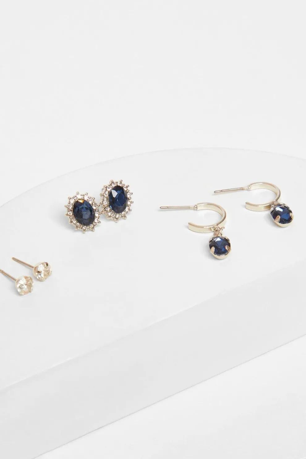 Navy Jewel Earring Set