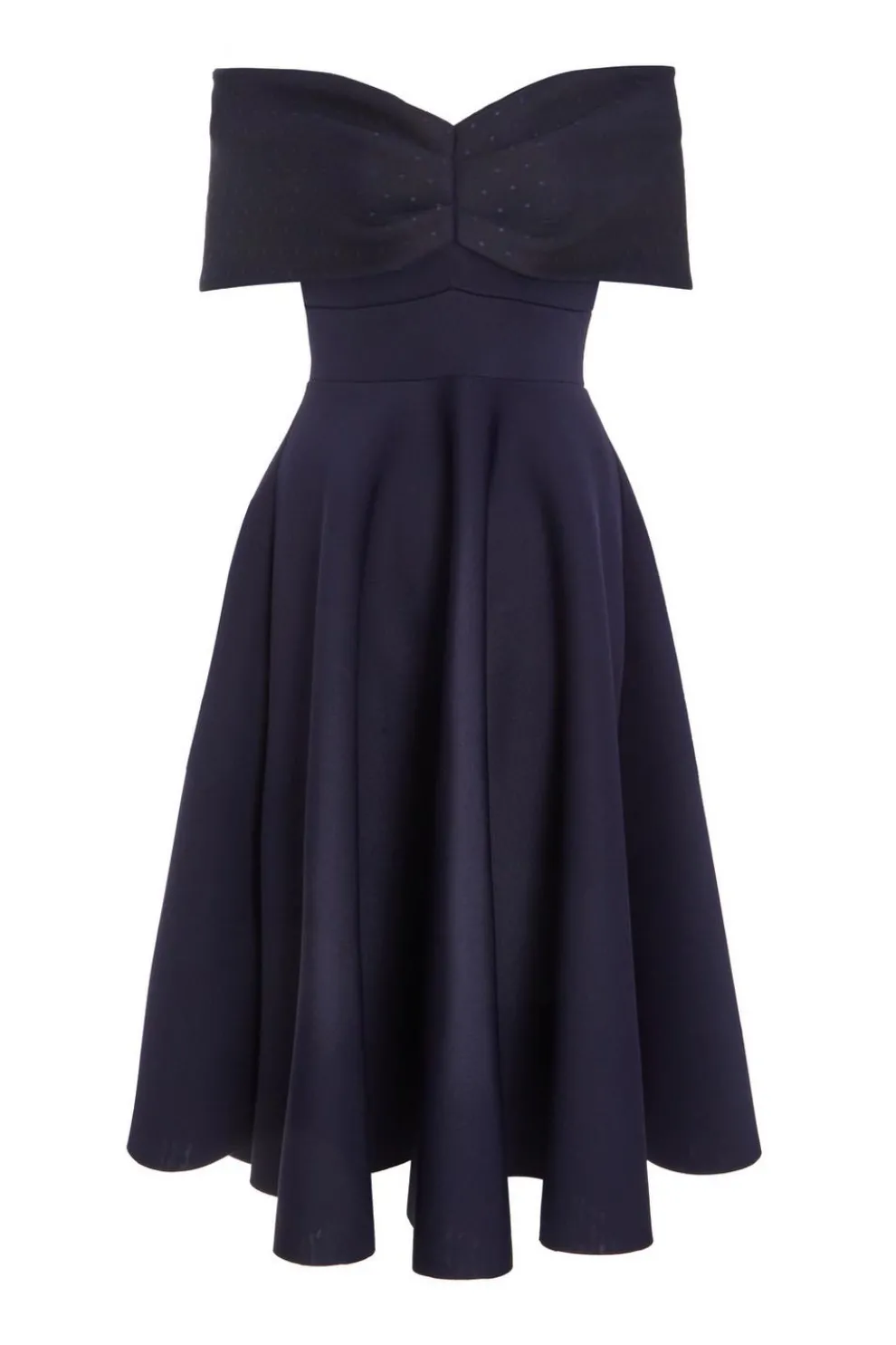 Navy Mesh Polka Dot Skater Midi Dress
