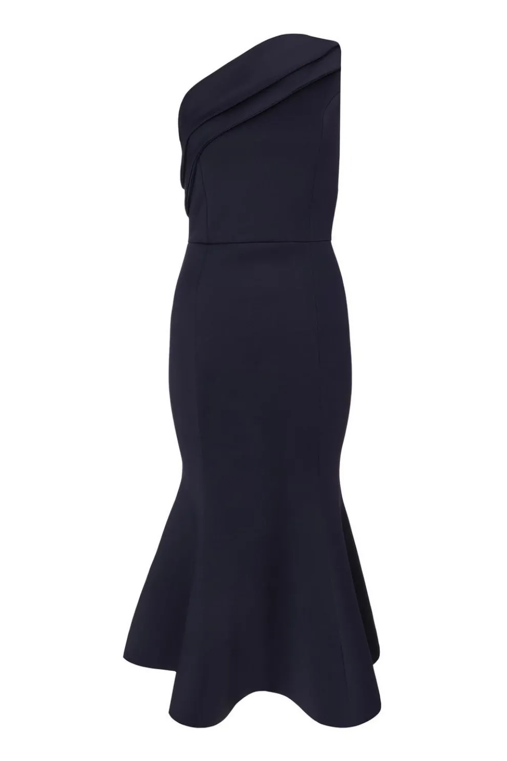 Navy One Shoulder Peplum Dress
