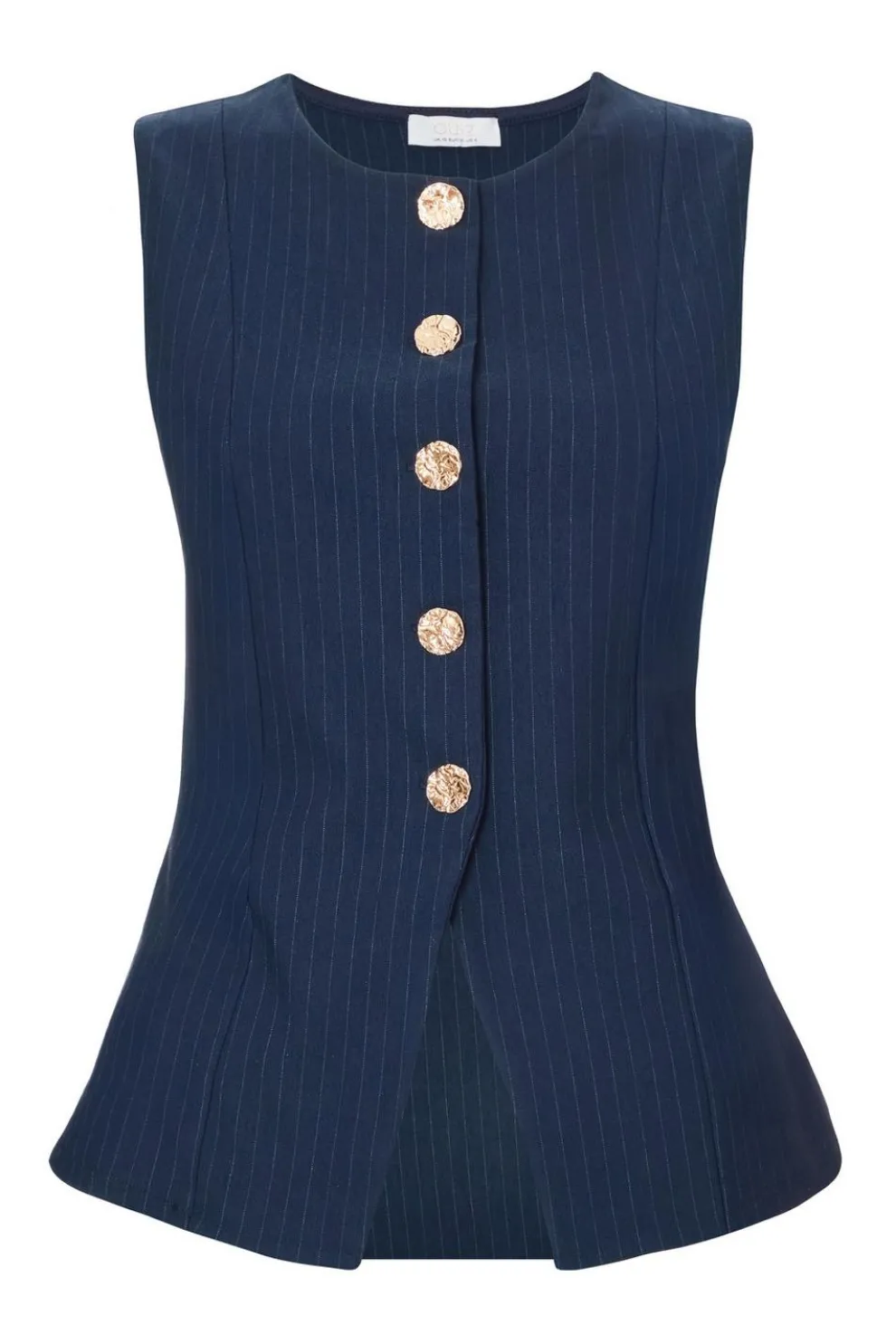 Navy Pinstripe Button Front Waistcoat