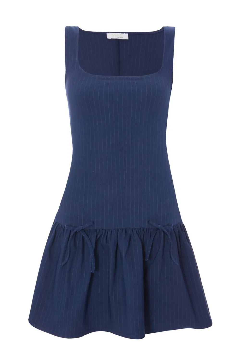 Navy Pinstripe Pleated Mini Dress