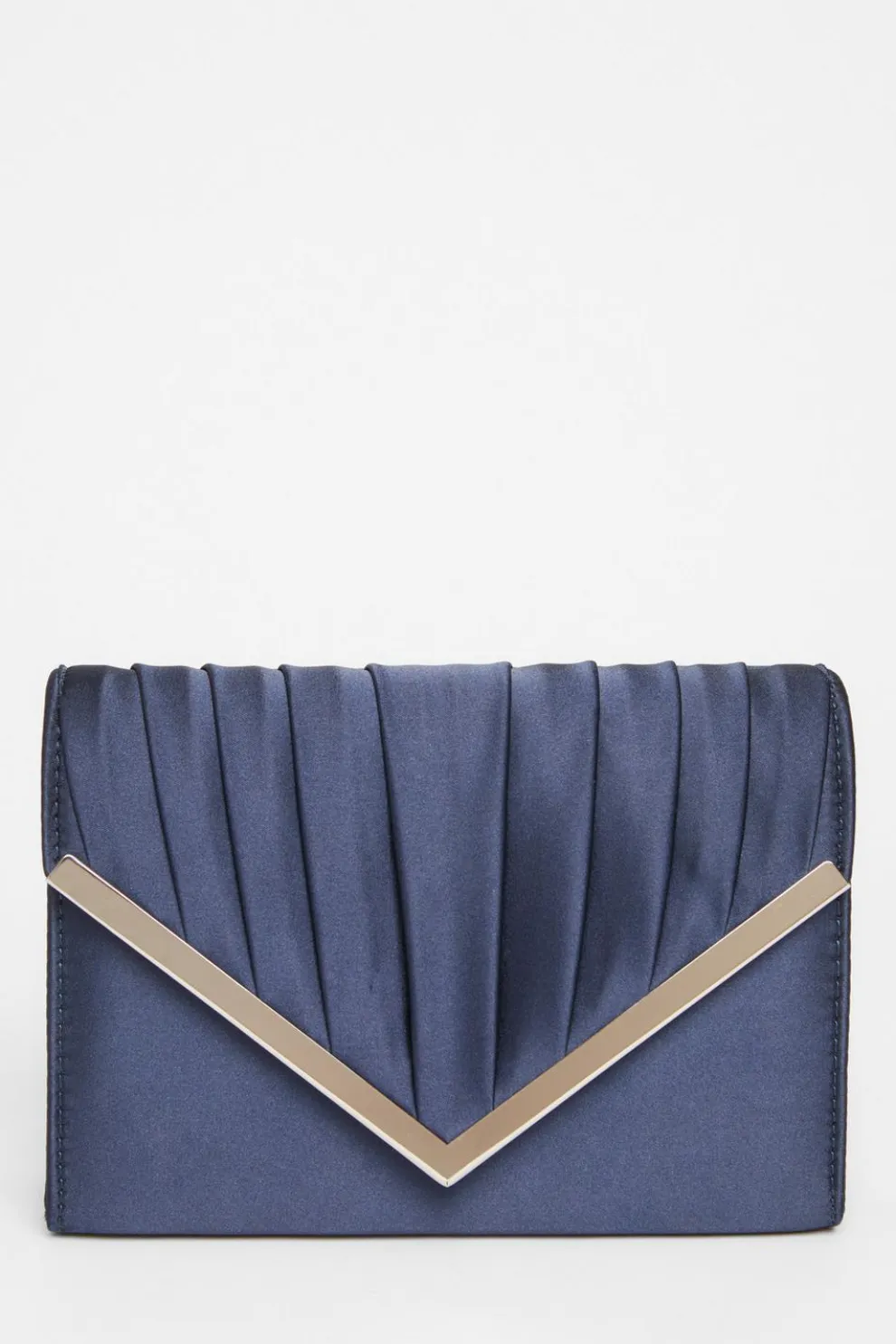 Navy Pleated Clutch Bag