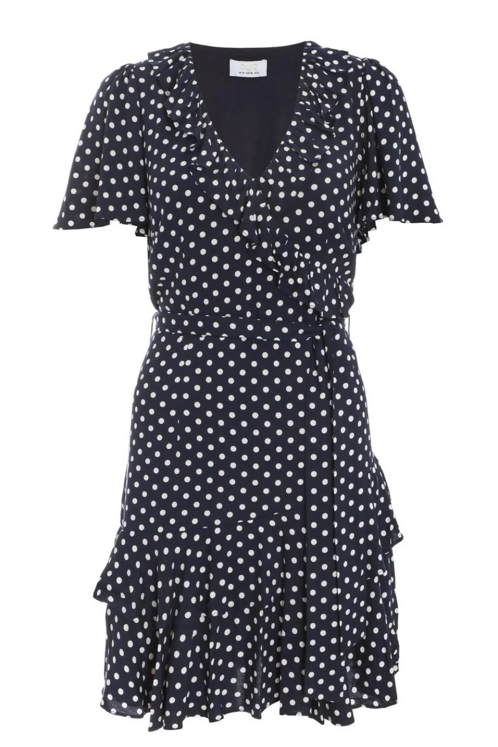 Navy Polka Dot Print Skater Dress
