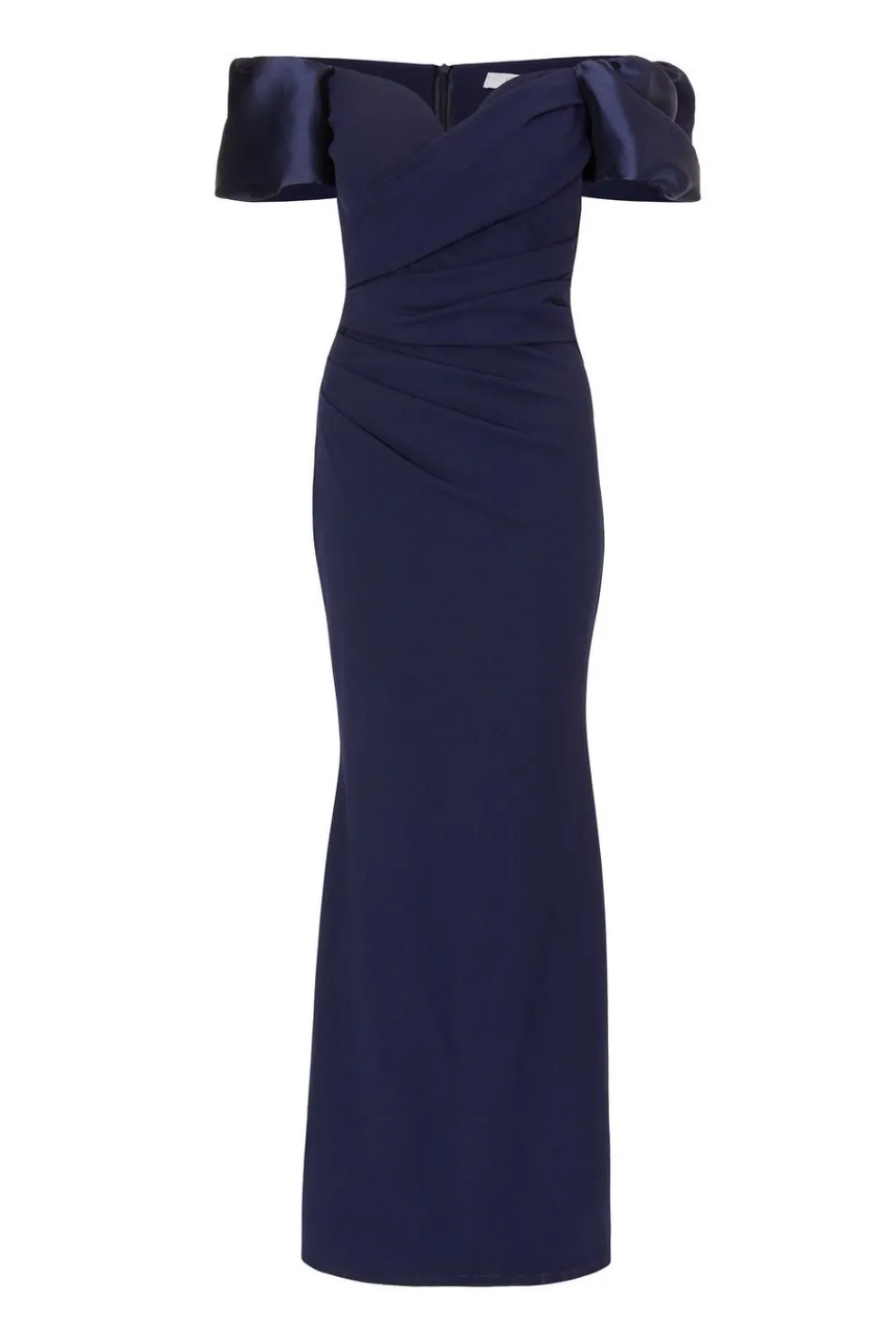 Navy Puff Sleeve Maxi Dress