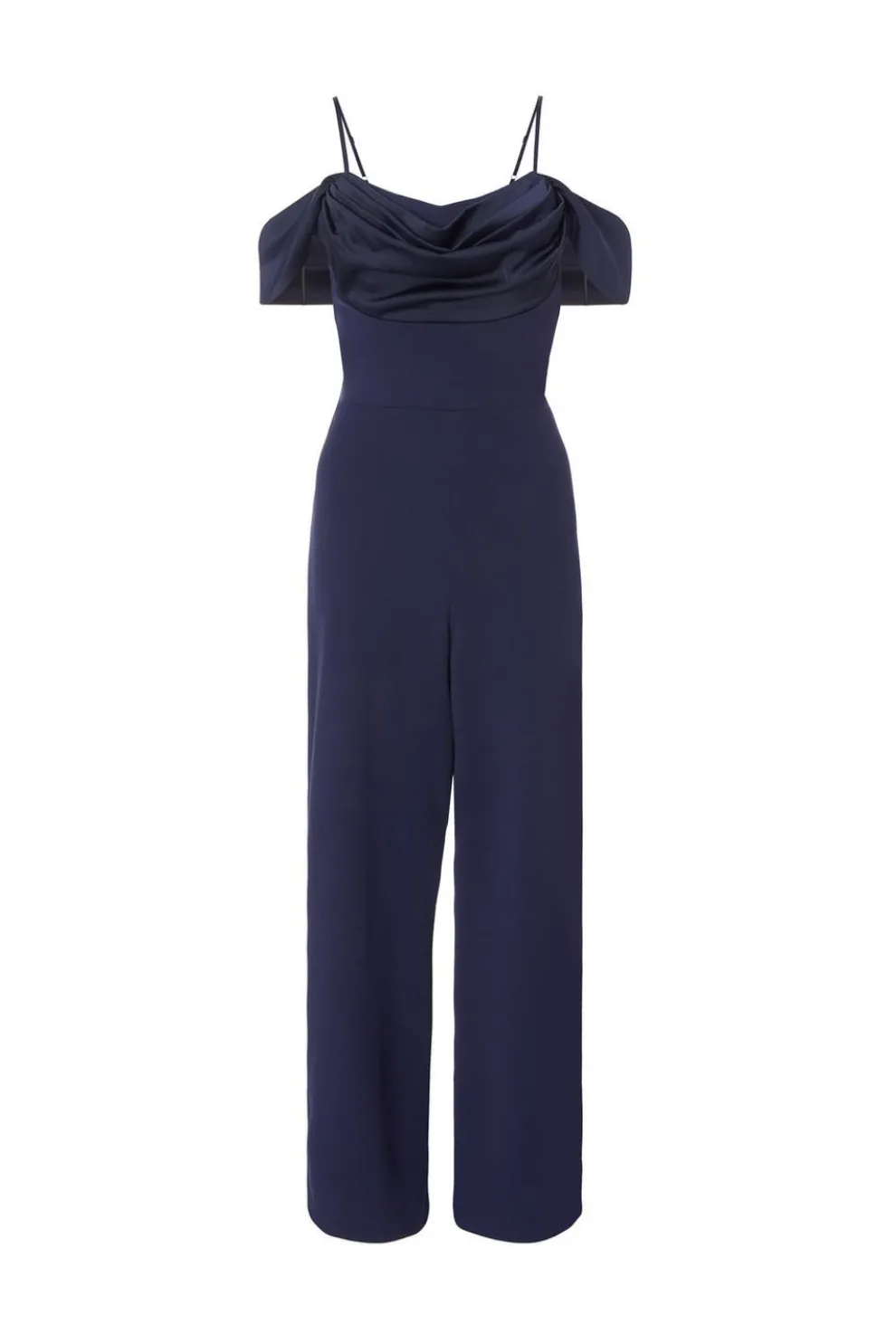 Navy Satin Cold Shoulder Jumpsuit