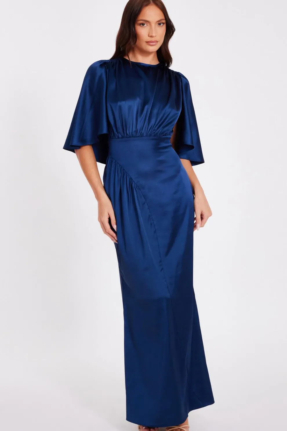 Navy Satin Maxi Dress