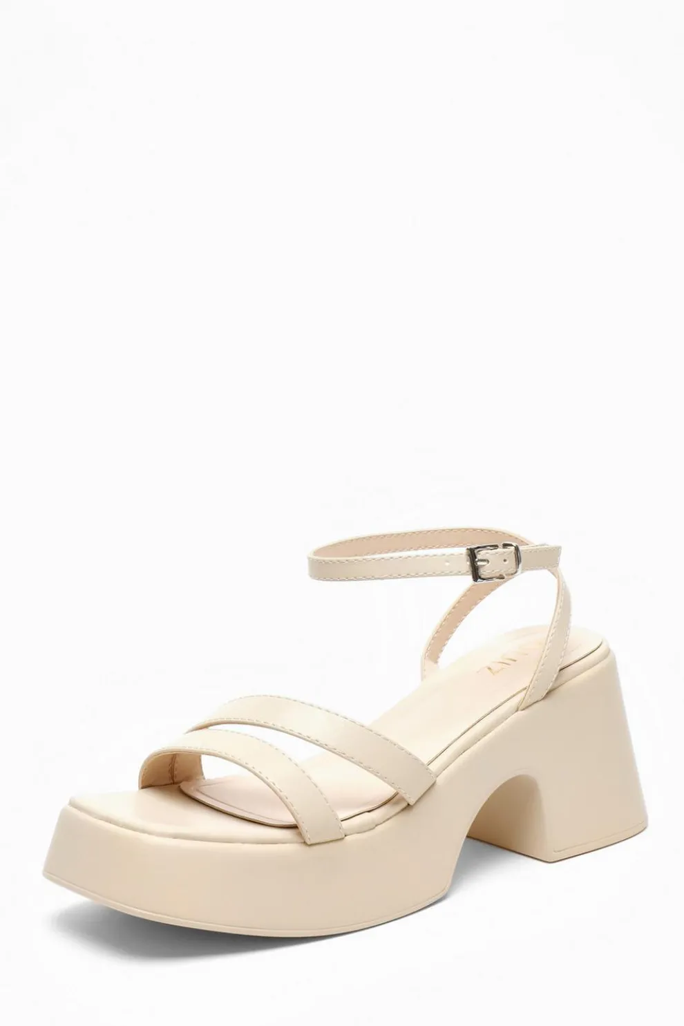 Nude Chunky Faux Leather Platform Sandals
