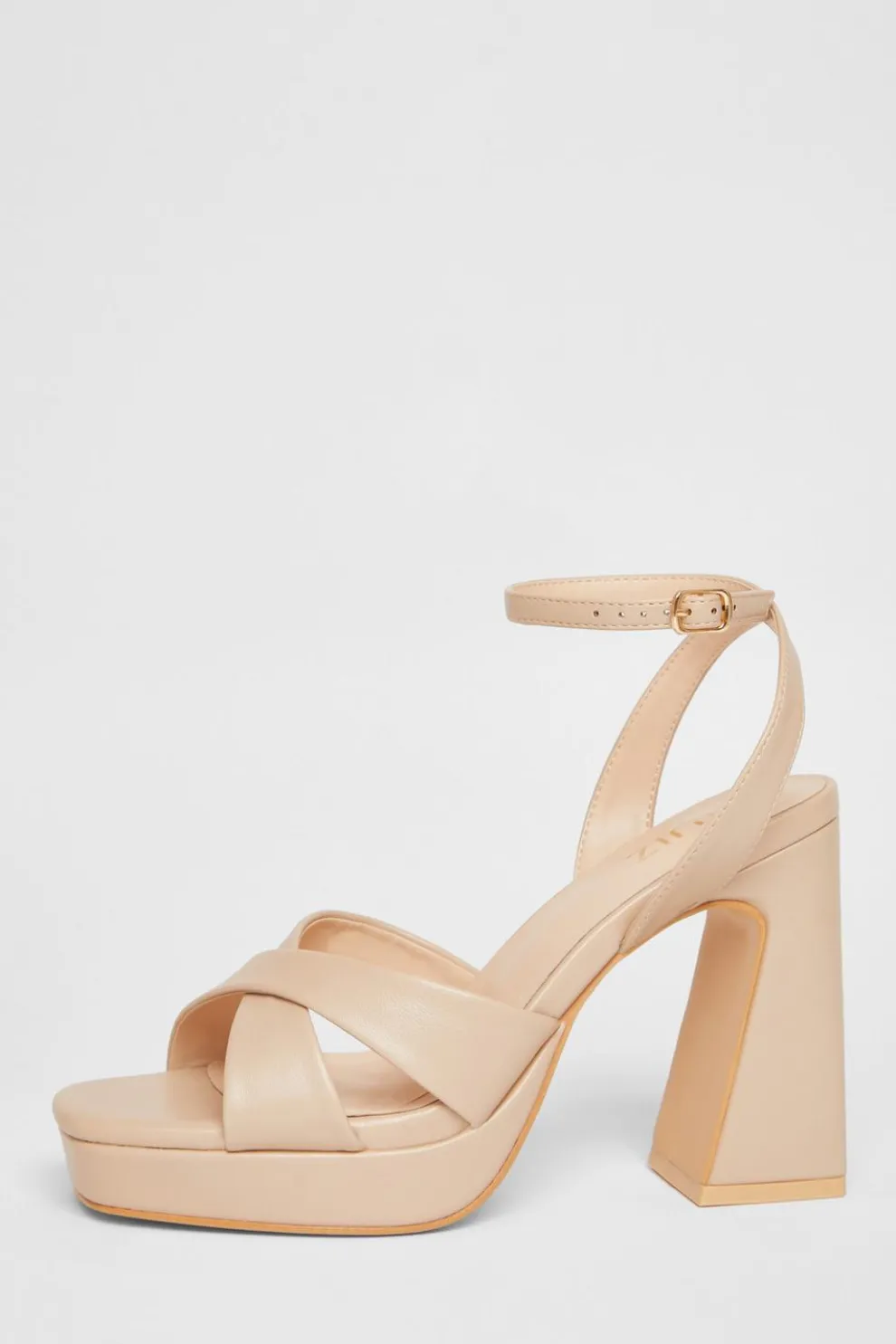 Nude Faux Leather Platform Heels