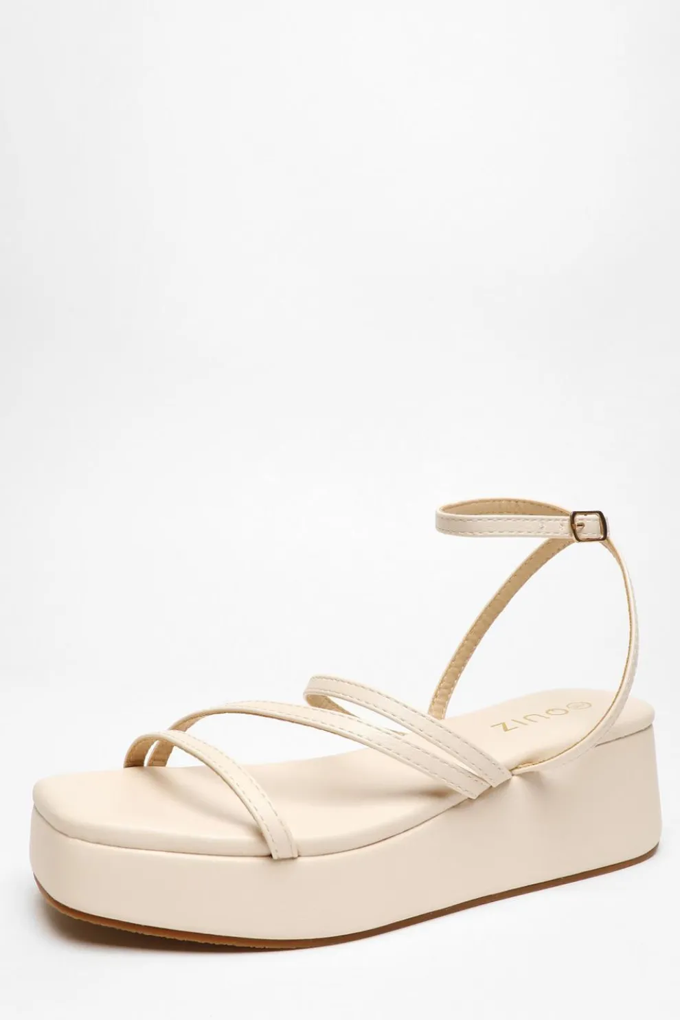 Nude Faux Leather Strappy Flatform Sandals