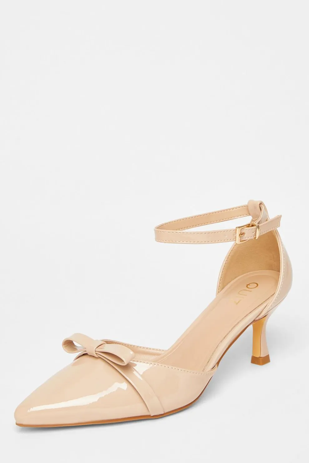 Nude Patent Bow Court Heels