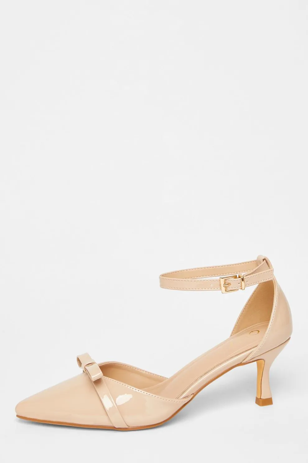 Nude Patent Bow Court Heels