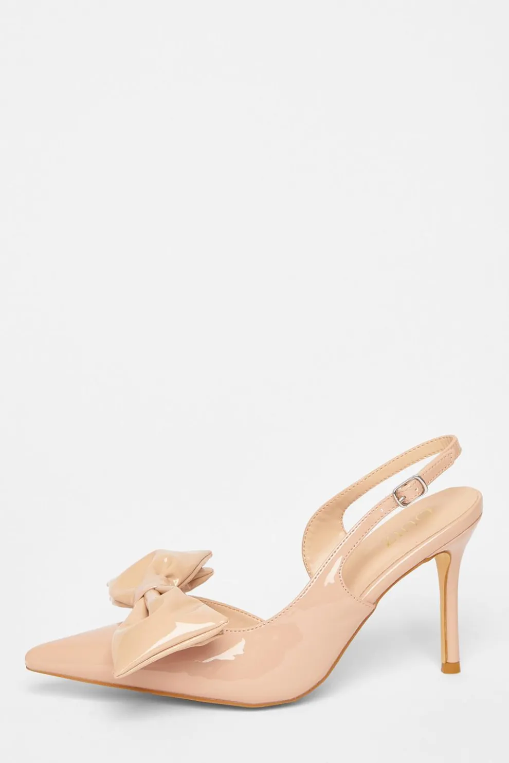 Nude Patent Bow Court Heels