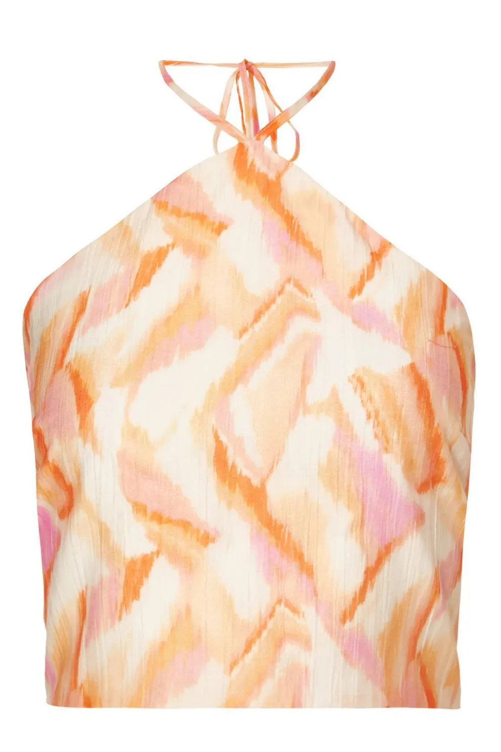 Orange Abstract Halter Neck Top
