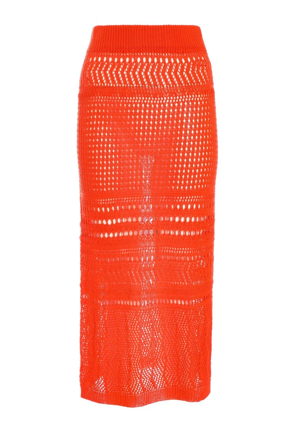 Orange Crochet Midi Skirt
