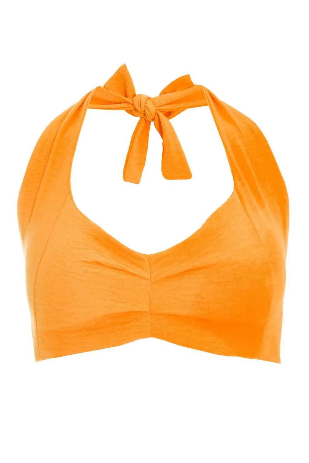 Orange Halter Neck Crop Top