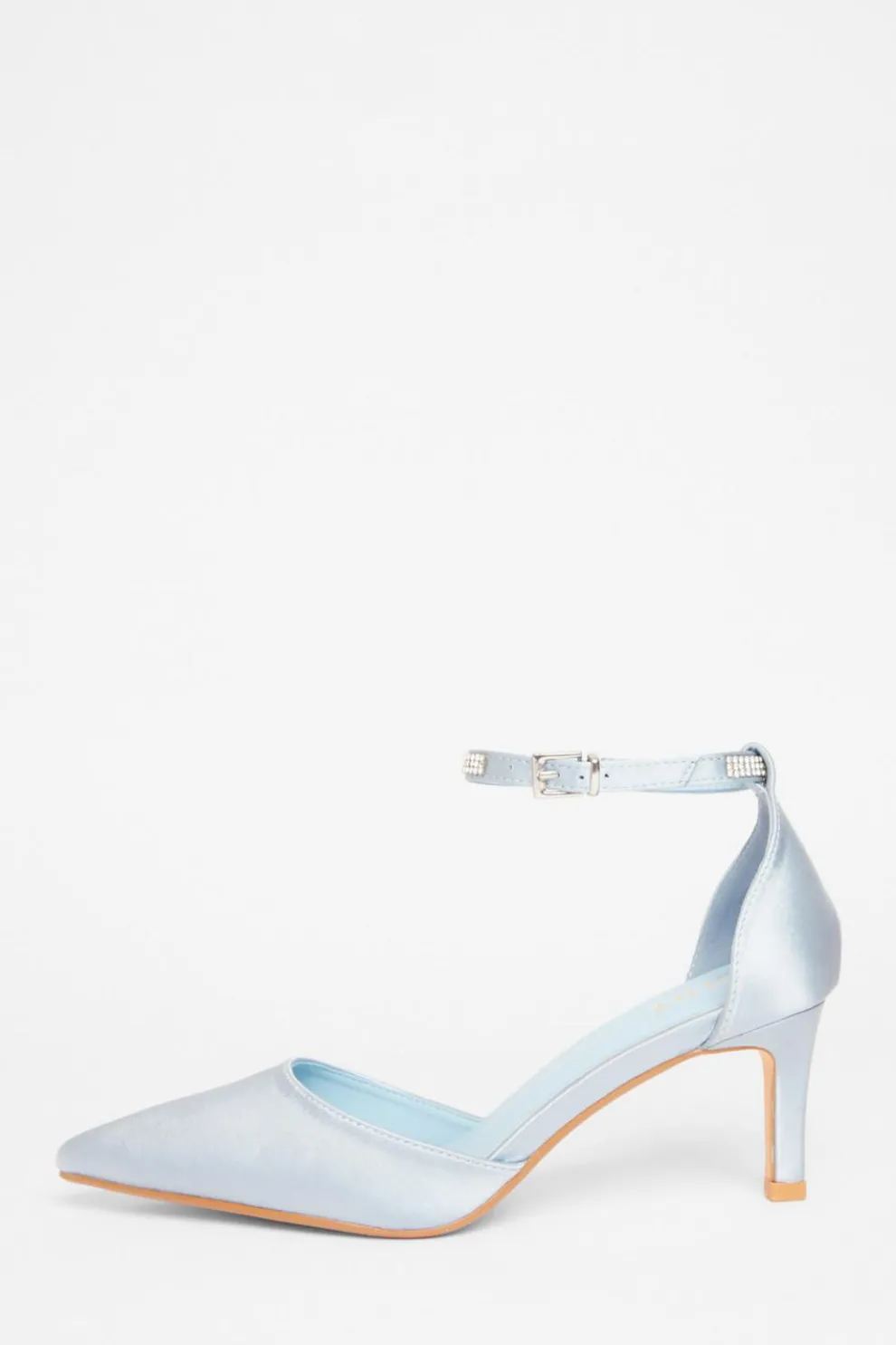 Pale Blue Diamante Strap Court Heels