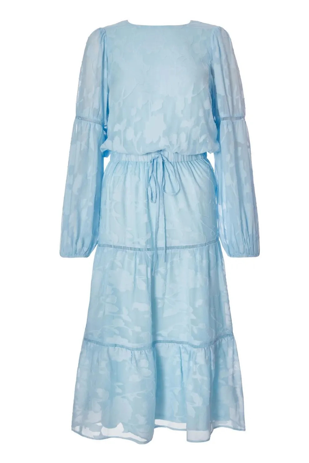 Pale Blue Jacquard Midi Dress