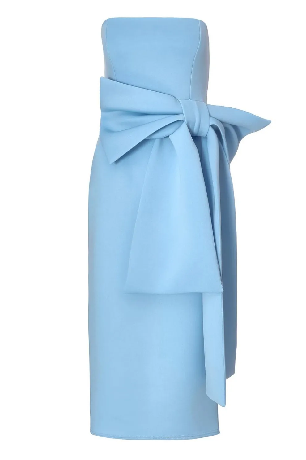 Pale Blue Strapless Bow Midi Dress