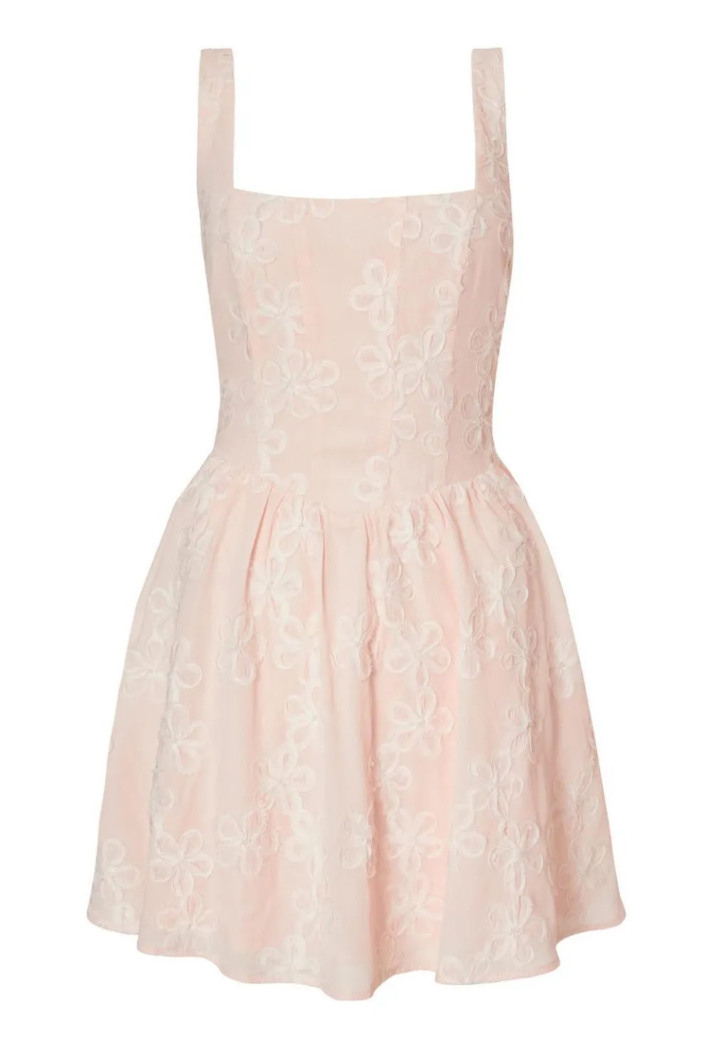 Pale Pink Chiffon Flower Skater Dress