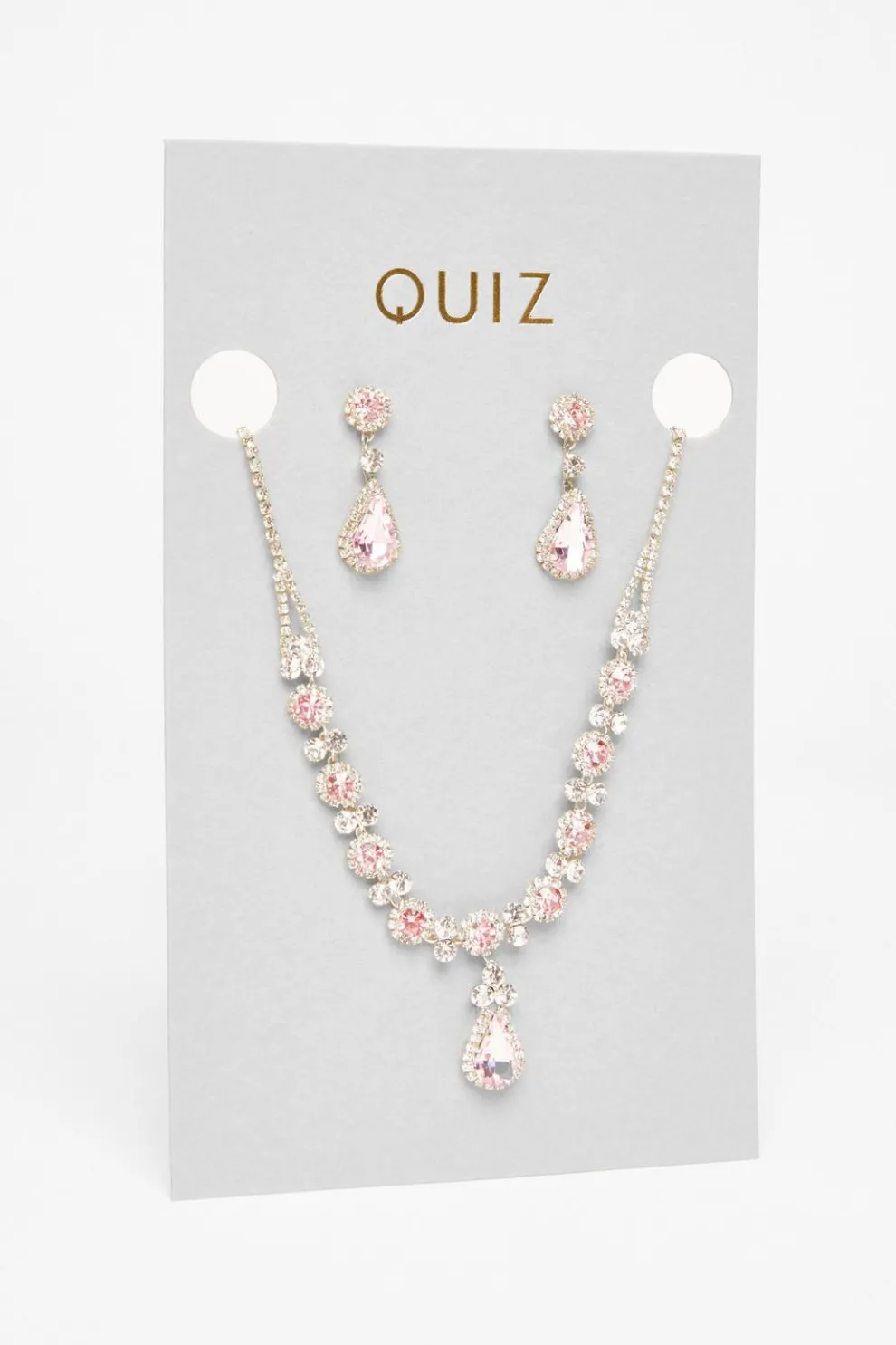 Pale Pink Diamante Tear Drop Set