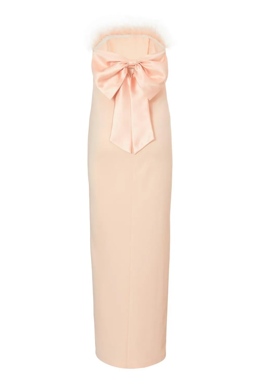 Peach Feather Trim Midaxi Dress