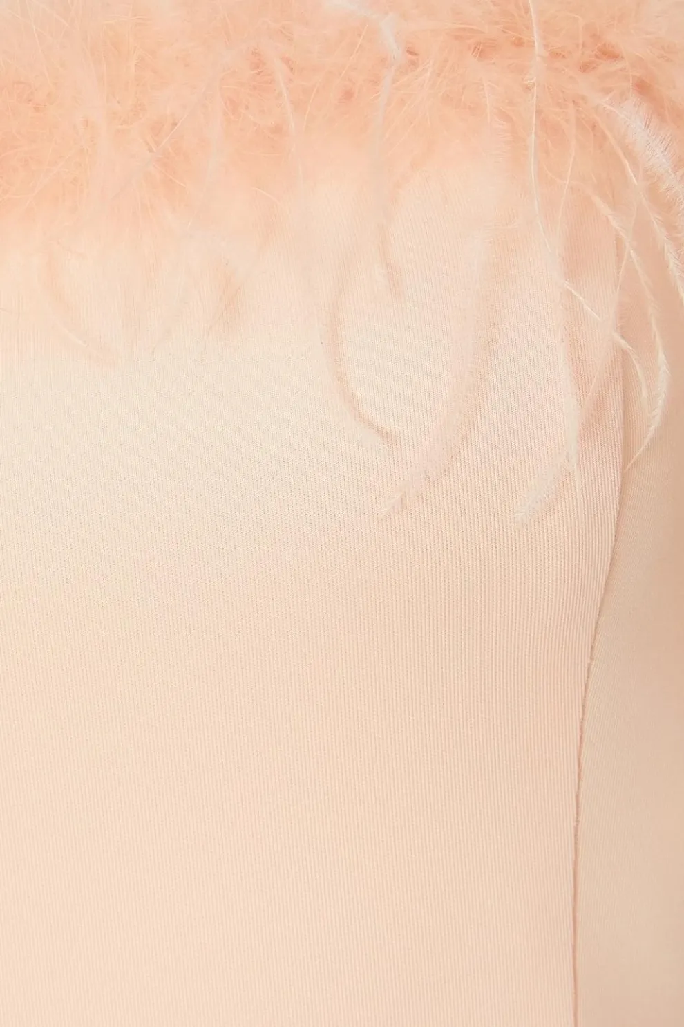 Peach Feather Trim Midaxi Dress