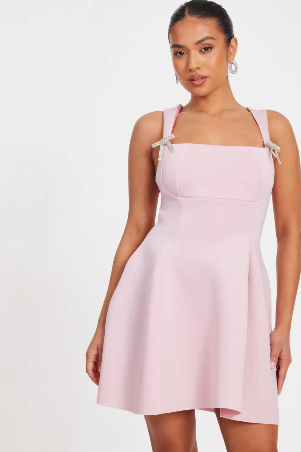 Petite Baby Pink A-Line Mini Dress