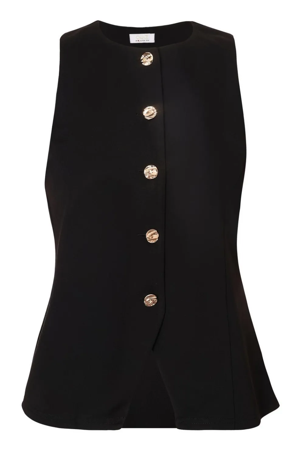 Petite Black Button Front Waistcoat