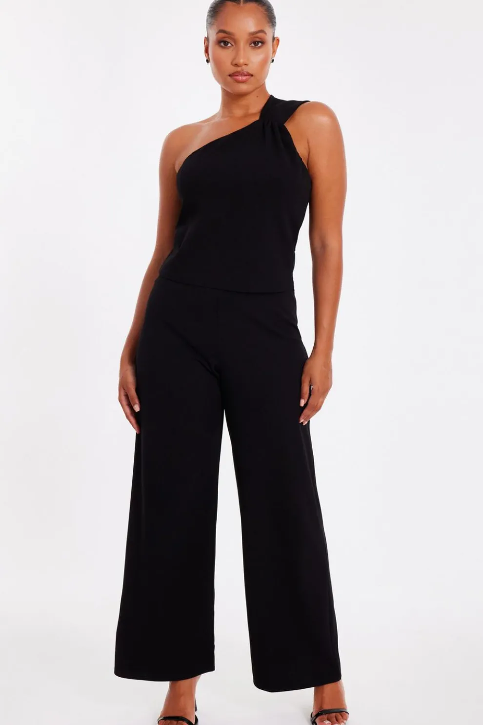 Petite Black Knot Detail Jumpsuit