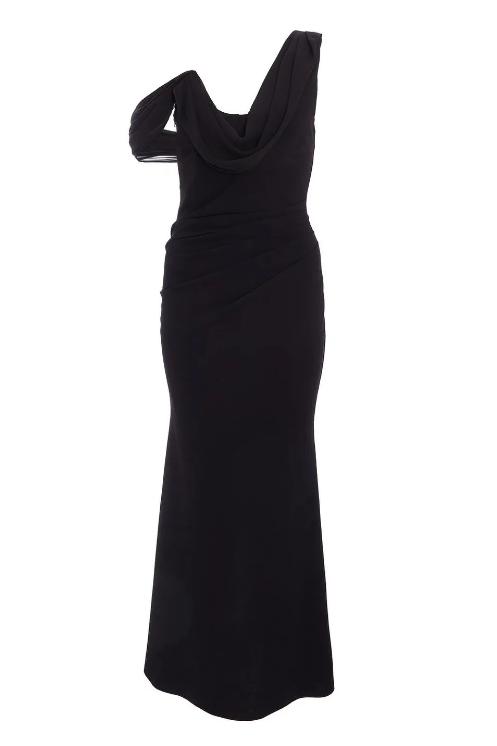 Petite Black One Shoulder Maxi Dress